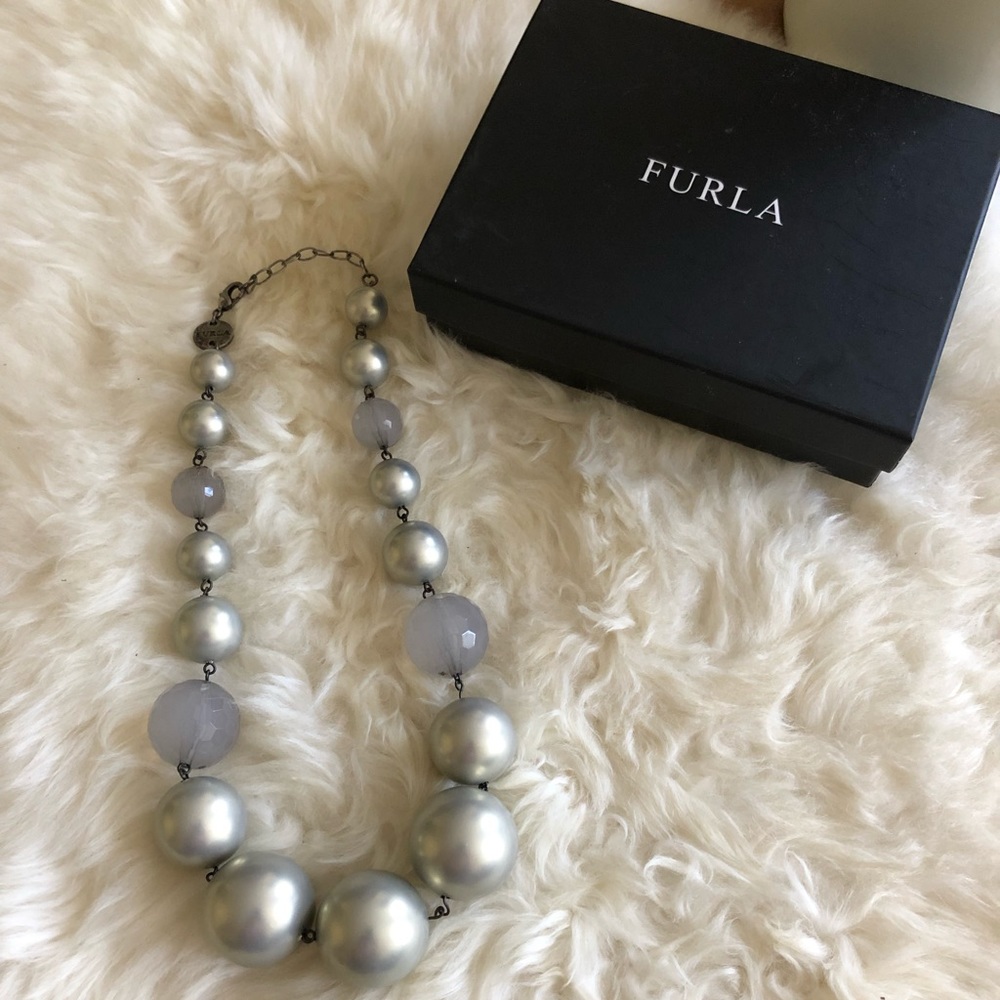 Furla Gray Beaded Necklace